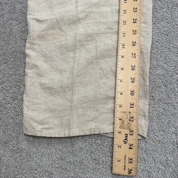 Talbots Irish Linen Wide Leg Cargo Pants Womens 18 Beige High Rise Boho 36x33 - Picture 11 of 13